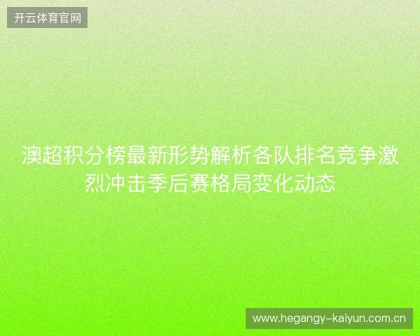 澳超积分榜最新形势解析各队排名竞争激烈冲击季后赛格局变化动态