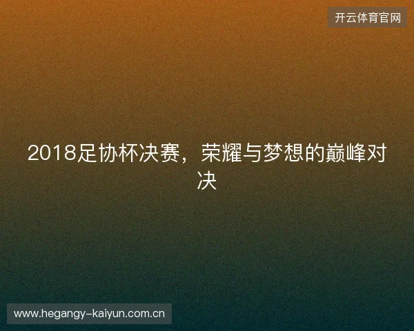 2018足协杯决赛，荣耀与梦想的巅峰对决